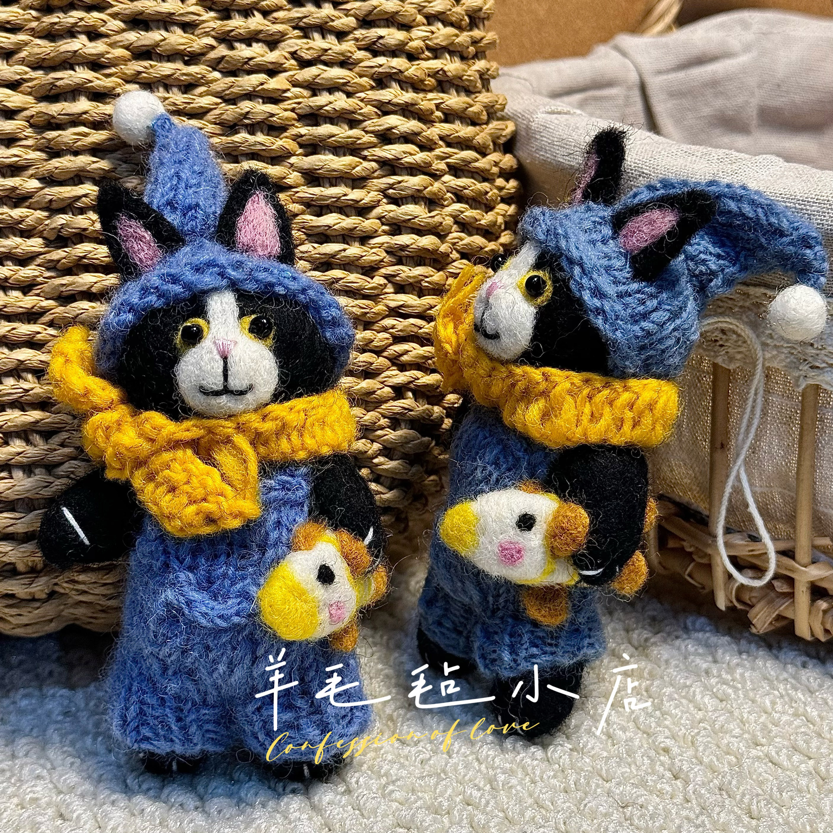 尼泊尔手工羊毛毡爆款挂件猫咪可爱动物钥匙扣包包配饰礼物车挂