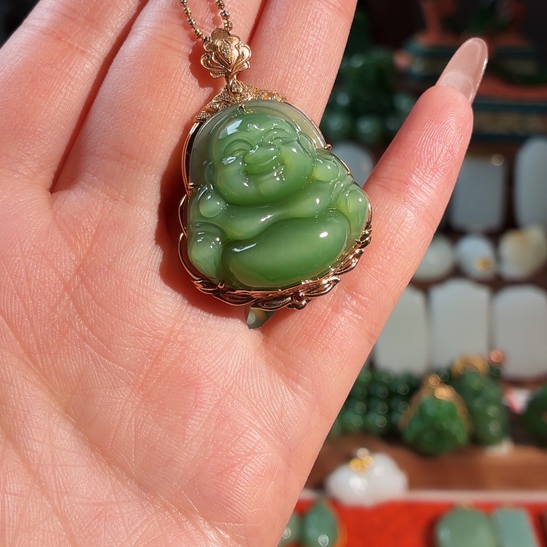 璟***）和田玉18K金镶嵌颈饰