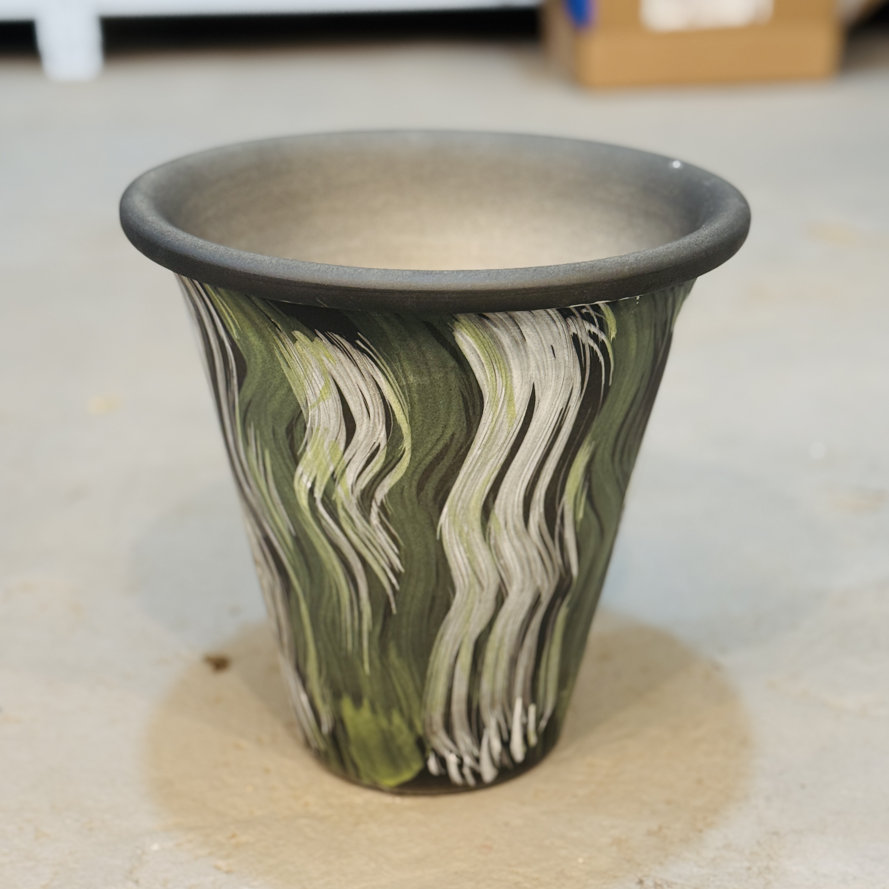 起飞景德镇手工陶瓷花瓶复古大口径花器诧寂风西瓜龟背密叶猴花盆