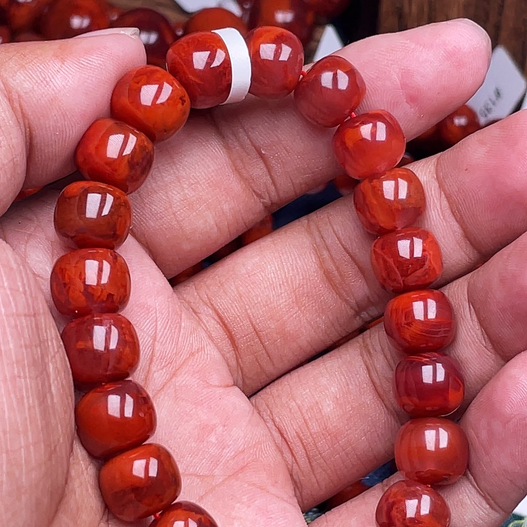 夜***声南红玛瑙未镶嵌手链南红瓦西卡11火焰老型原矿