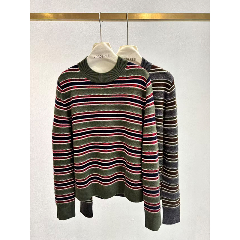 羊绒彩条圆领套衫2280