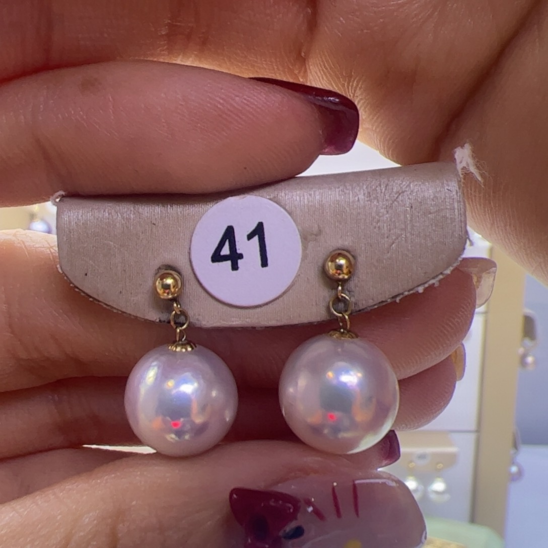 淡水珍珠耳饰18K金镶嵌