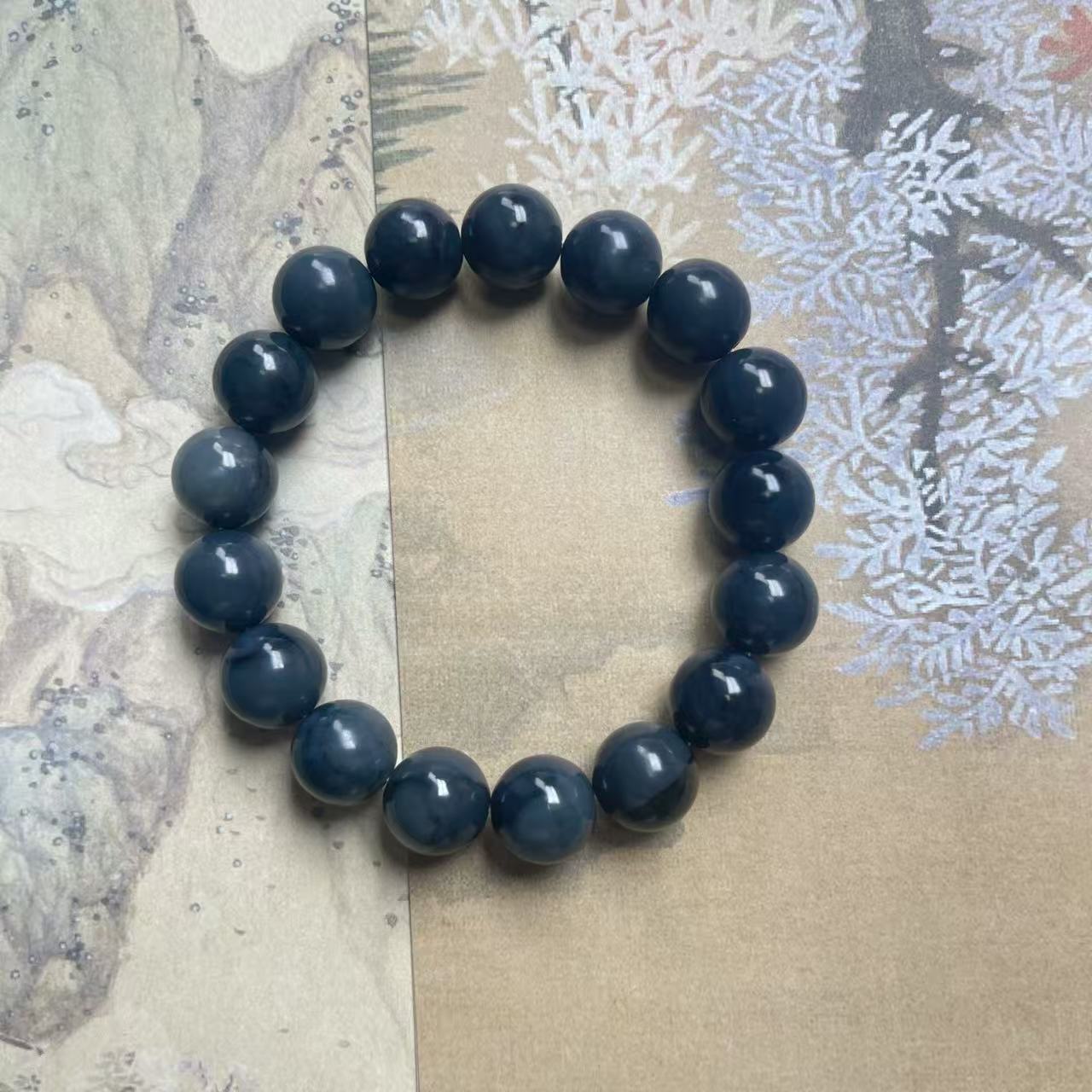 和田玉聚墨青花卡12精品手串（多样性发其一）