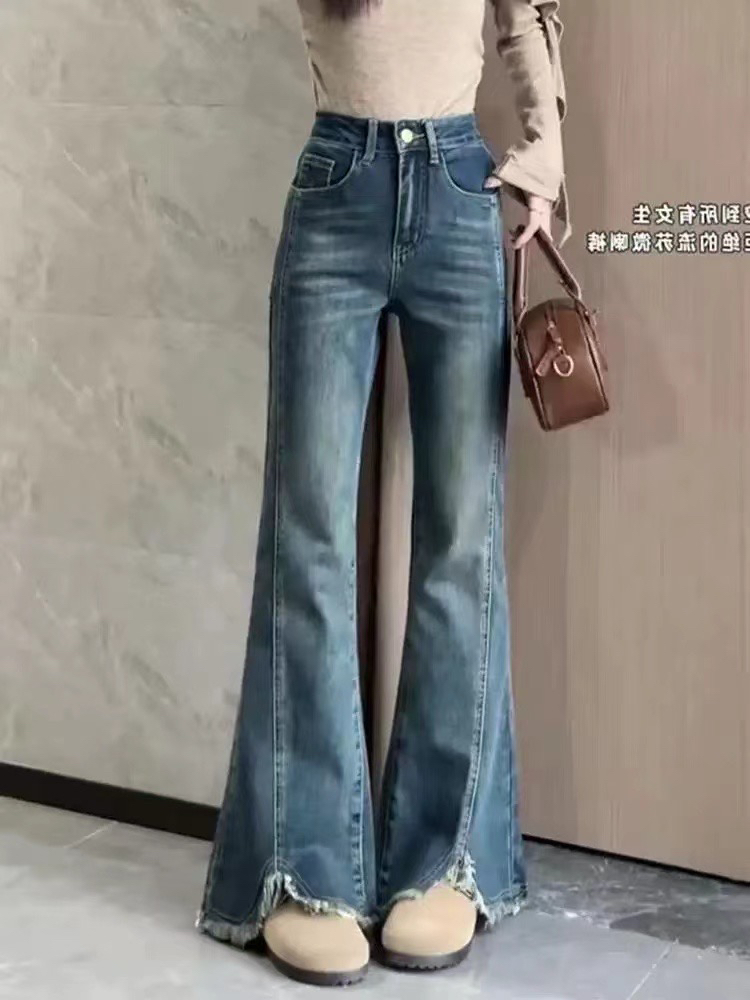 春季新款大码胖妹妹微喇流苏裤