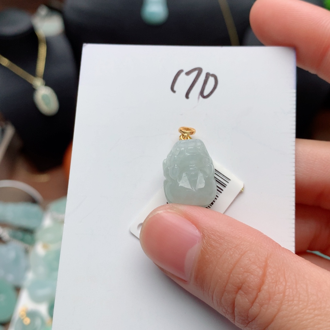 翡翠颈饰银S925镀金镶嵌吊坠