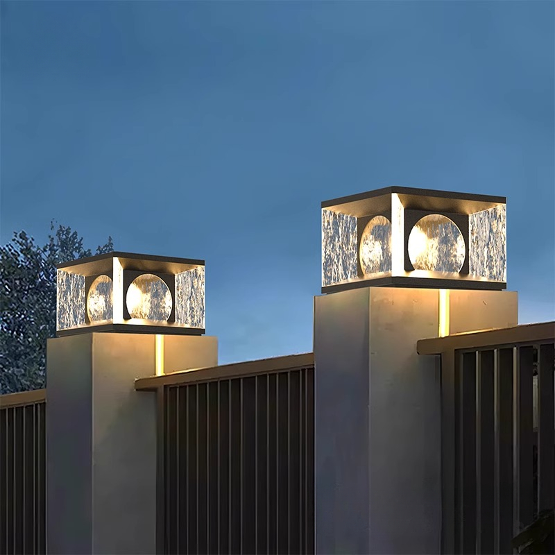 新款太阳能柱头灯户外别墅庭院柱子灯防水大门两侧围墙灯接电款