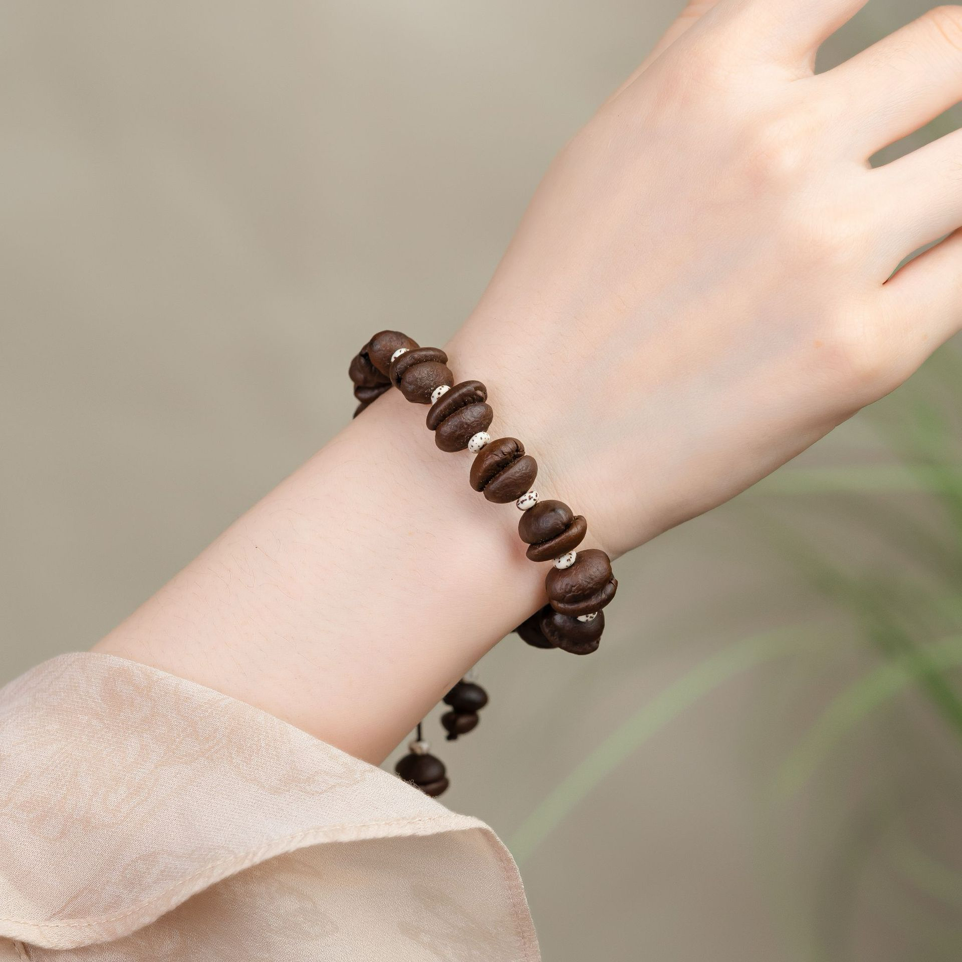 合金手链 A天然咖啡豆手串女