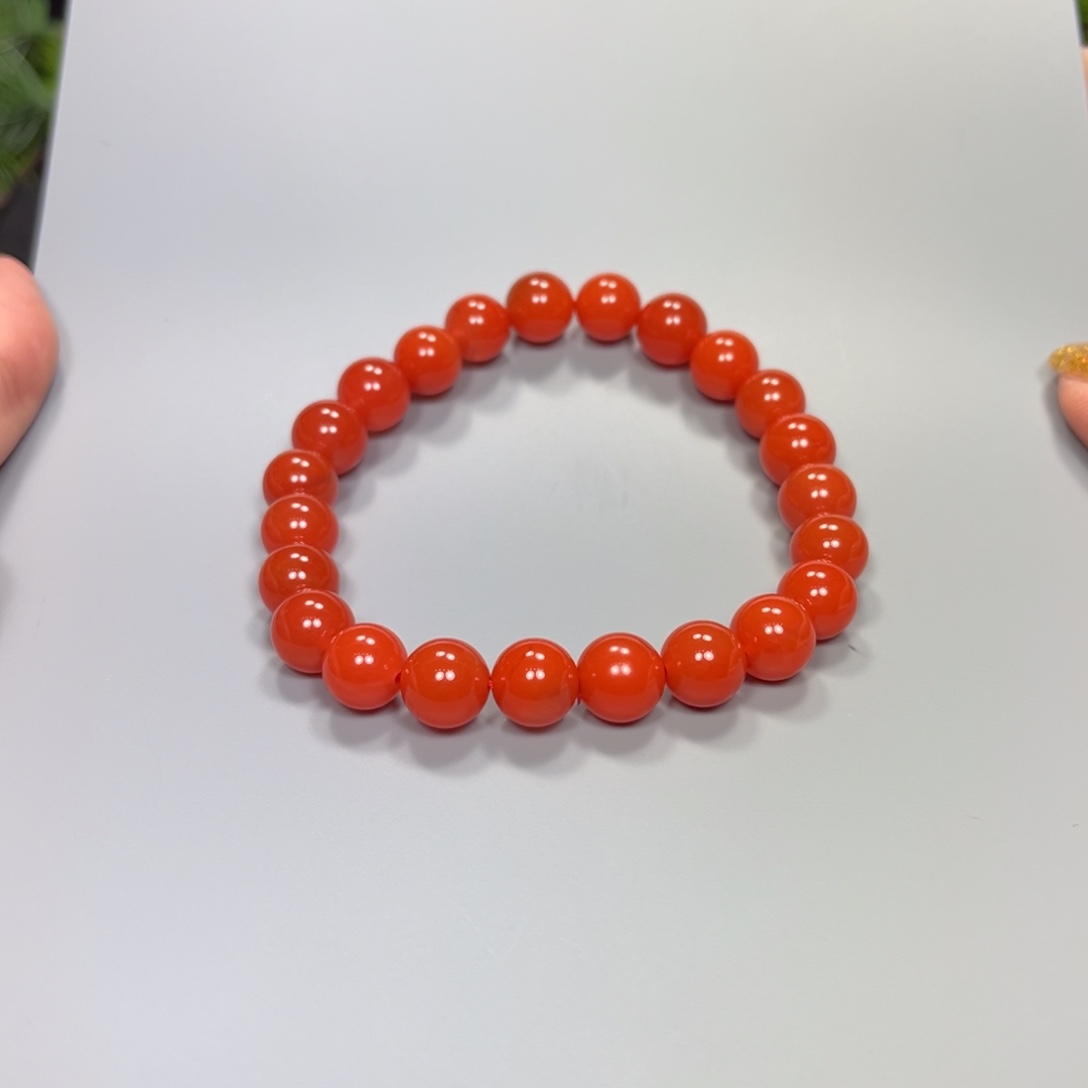南红玛瑙柿子红8mm单圈手串大陷坝未镶嵌