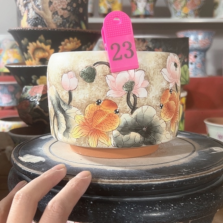 景德镇手绘花盆 满38包邮