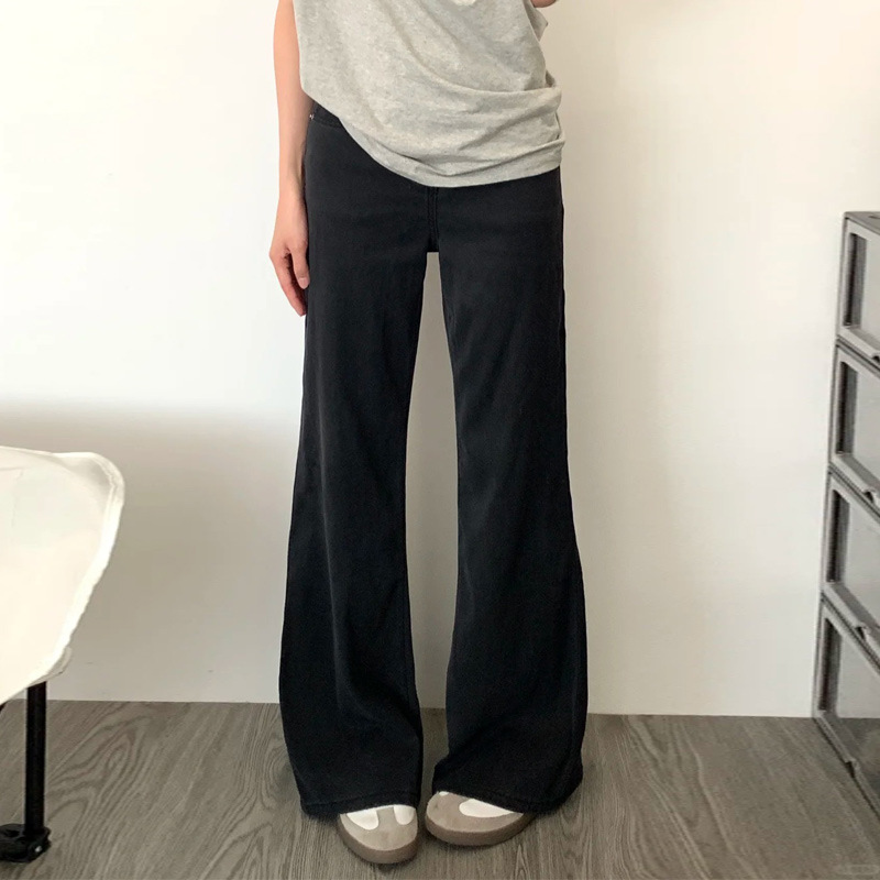 黑色牛仔裤女款爆款2025新款微喇牛仔裤女三八妇女节洋气服装时尚
