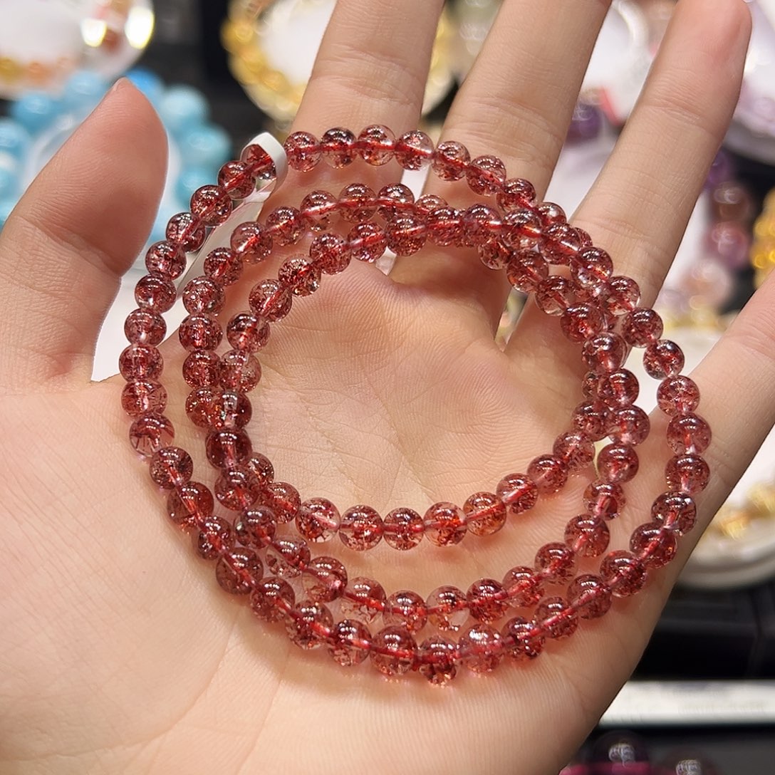 手串未镶嵌水晶高品收藏金草莓多圈5+