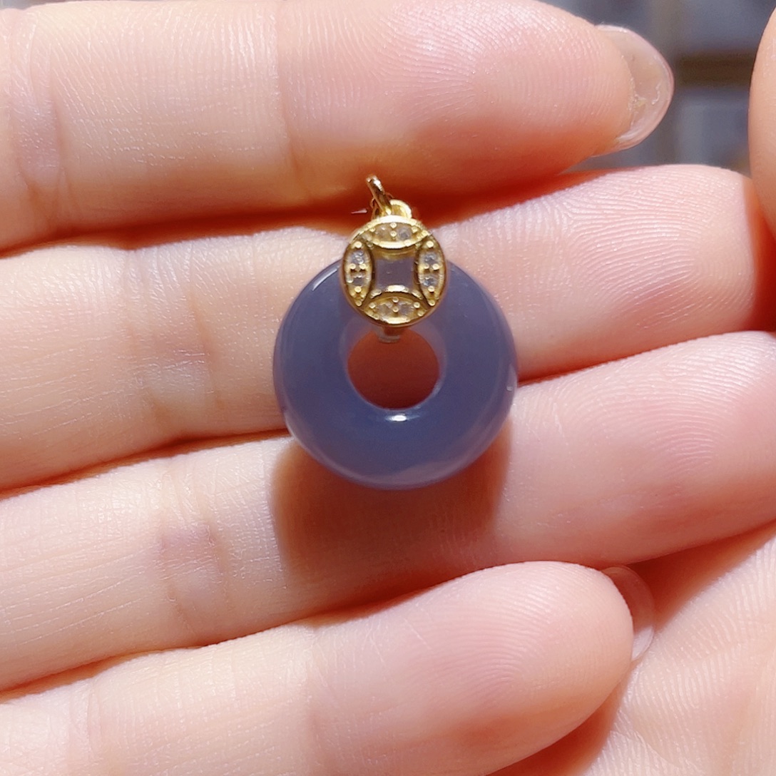 和田玉银S925镀金镶嵌颈饰