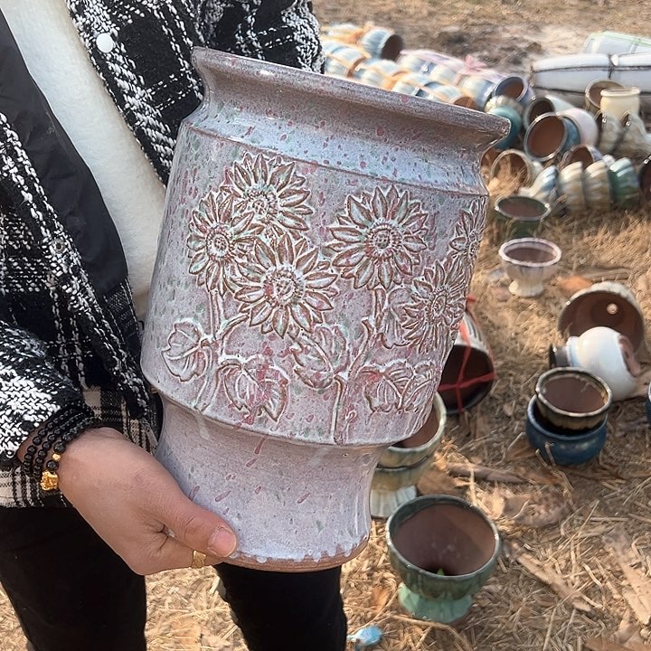 紫砂花盆高度30口20       