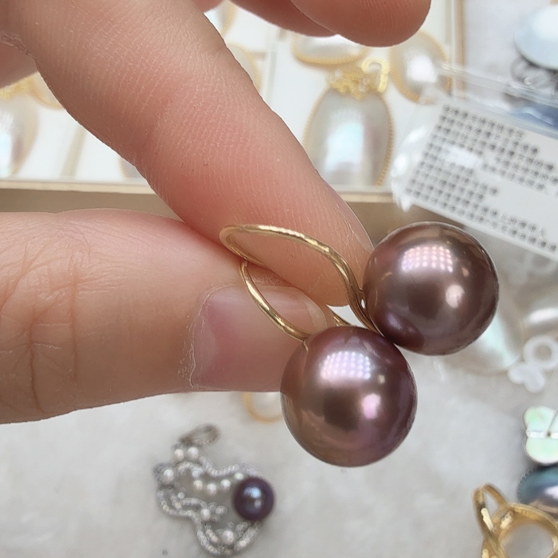 耳饰银S925镶嵌淡水珍珠