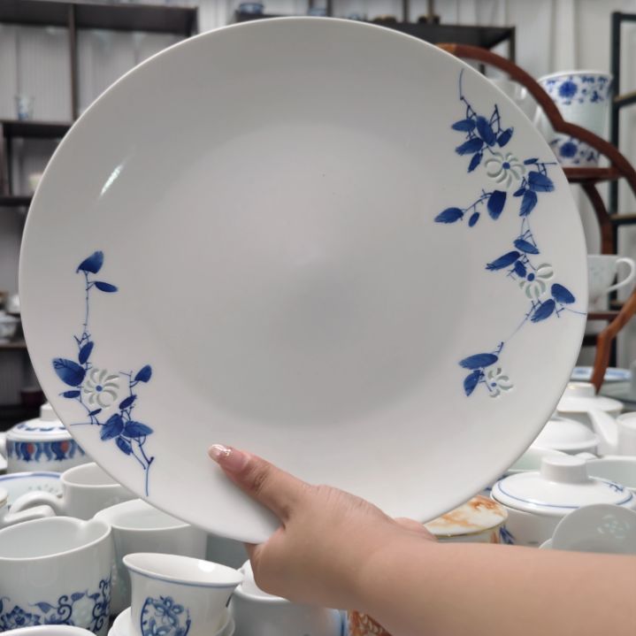 瓷手绘山丹丹12寸平盘一个