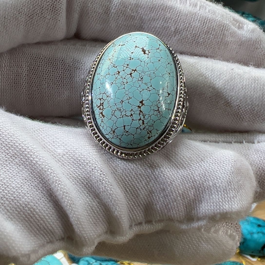 绿松石银S925镶嵌戒指