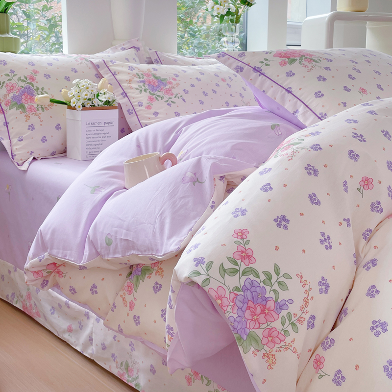 2025春季新款100%全棉吊边一字绣工艺款亲肤云感四件套