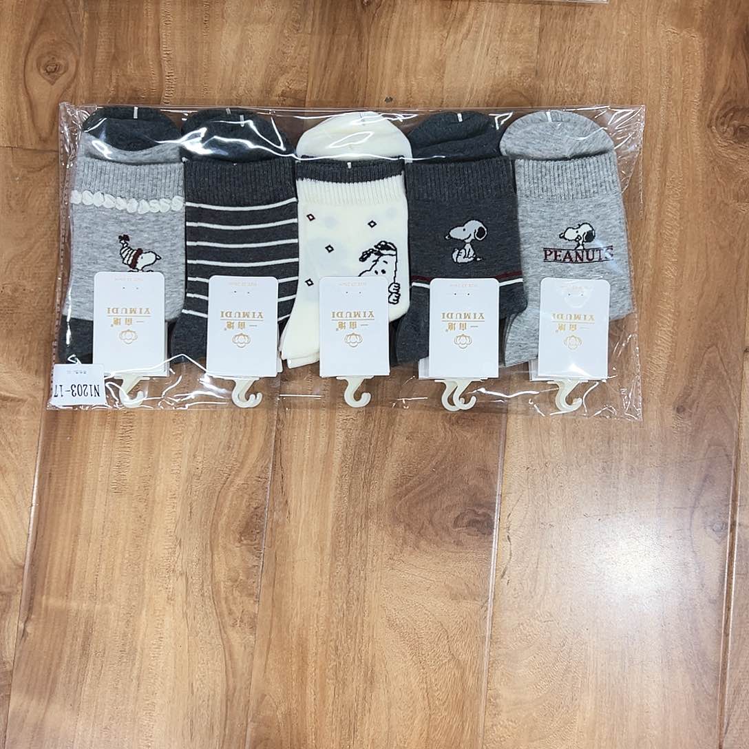 棉女士史努比袜子一包10双纯棉