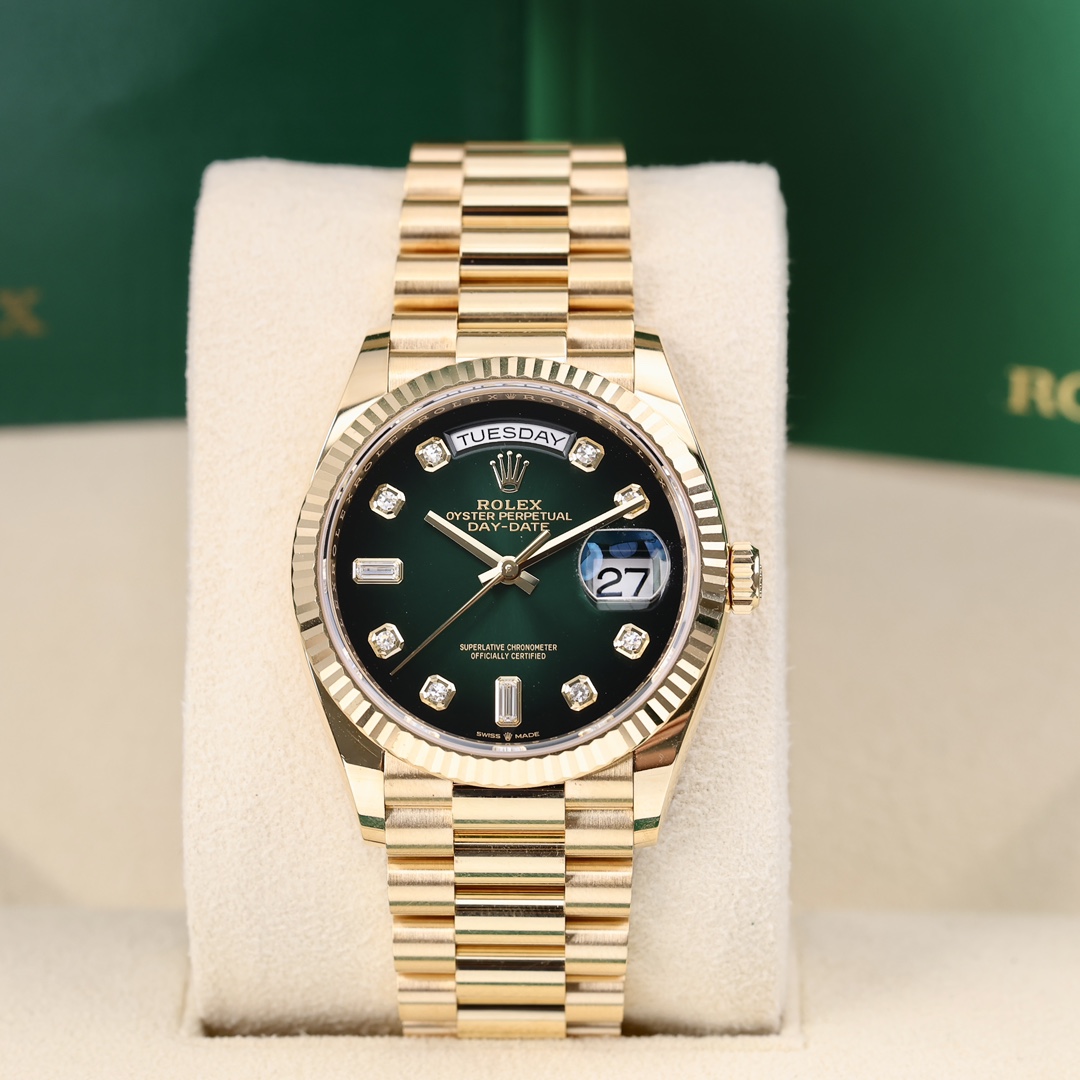 95新 Rolex/劳力士 128238 烟熏绿盘 36mm 2021年5月保卡
