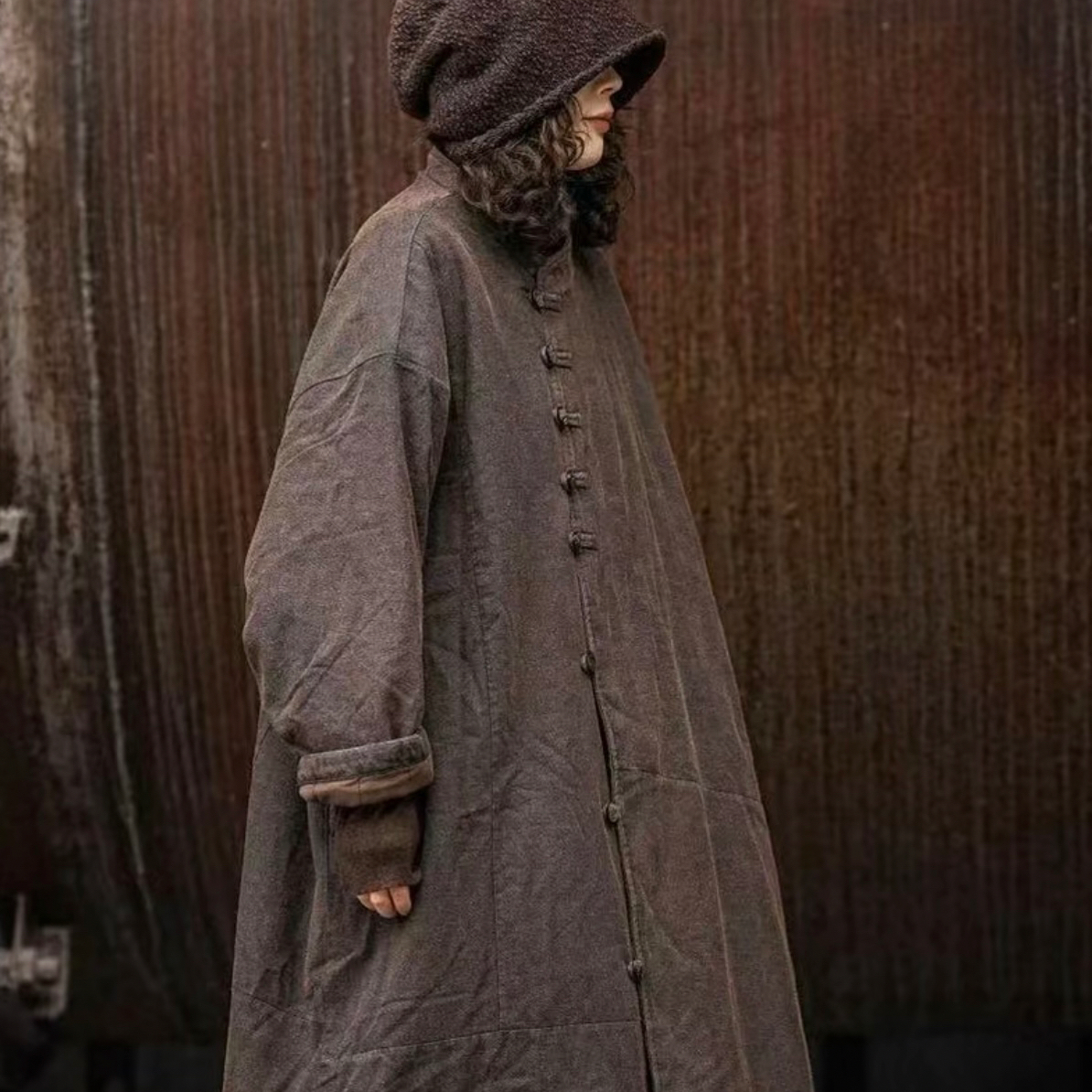 布衣坊推荐疯子张复古棉衣衣长116/90-150斤）