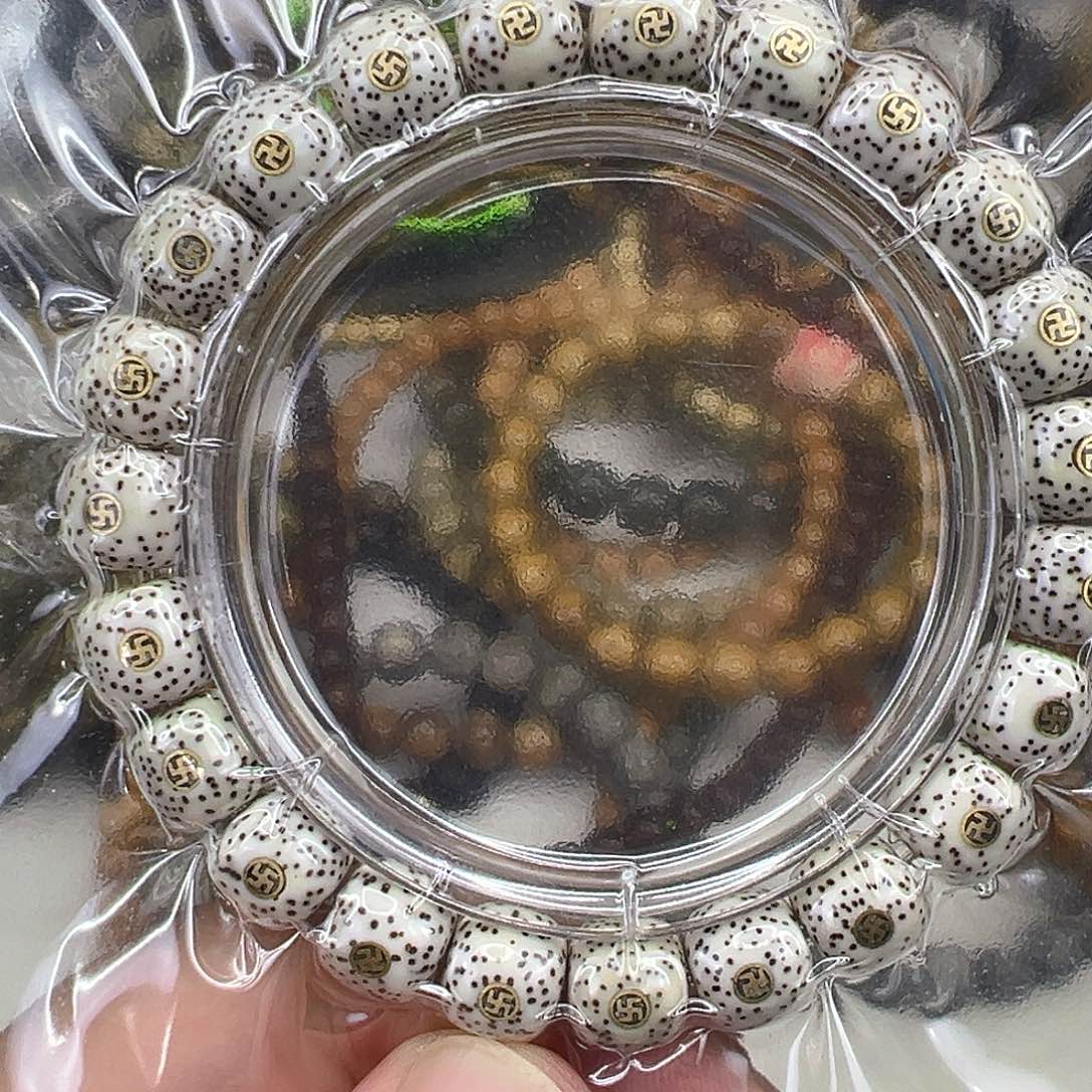 星月菩提手串81傲世原脂白星月菩提单圈万字1.0