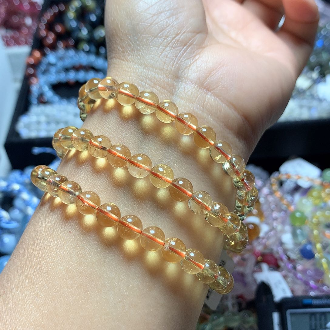 黄晶手链未镶嵌随机发