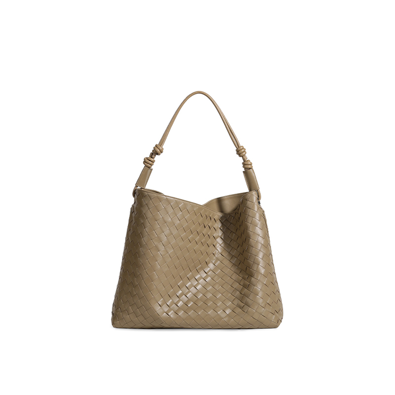 【亚楠】手工羊皮编织腋下托特包 5026杏色