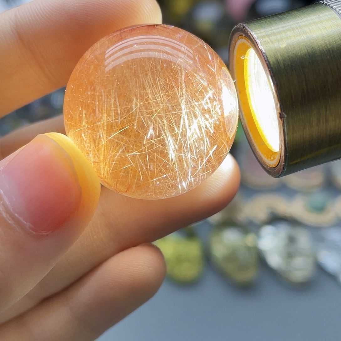未镶嵌珠宝半成品水晶天然兔毛27.8mm