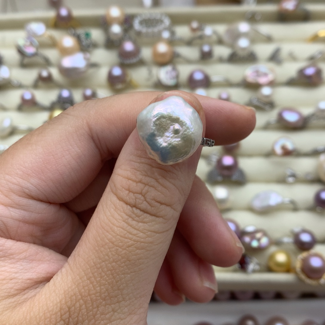 淡水珍珠银S925镶嵌戒指