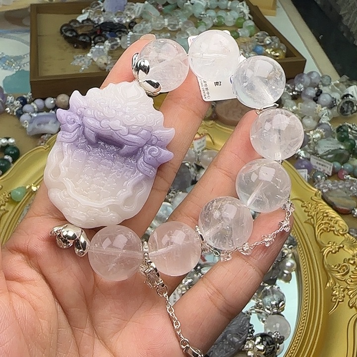 烟晶手串合金白阿塞手串