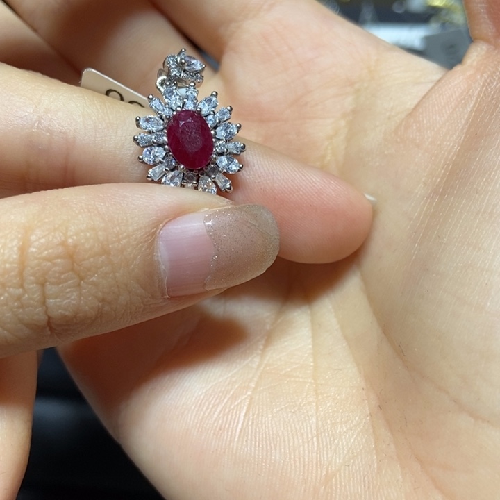 红宝石颈饰银S925镶嵌