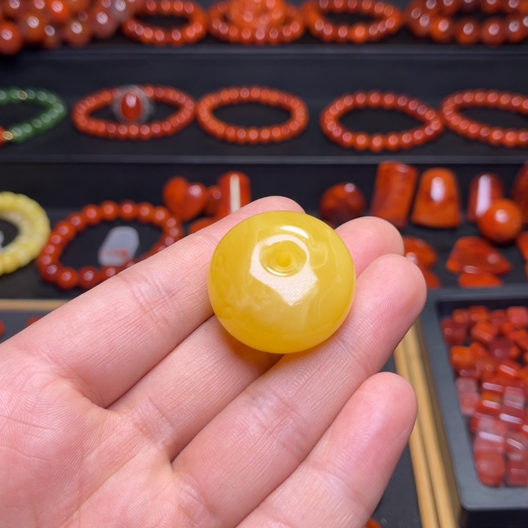 蜜蜡珠宝奇石未镶嵌原矿蜜蜡平安扣