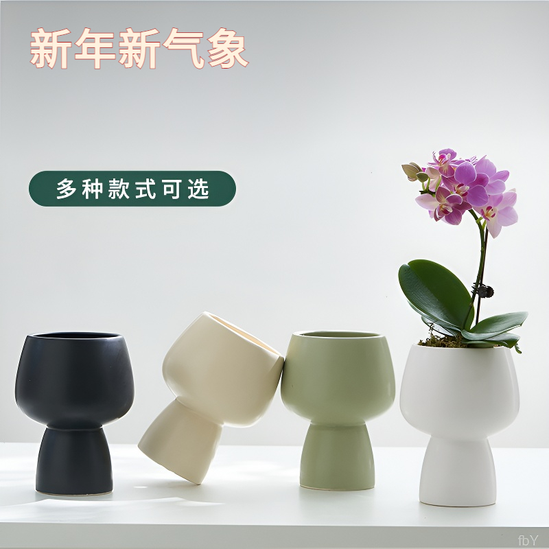 繁星阳台高脚绿植盆栽绿萝家居简约多色陶瓷花盆蝴蝶兰莫兰迪环保