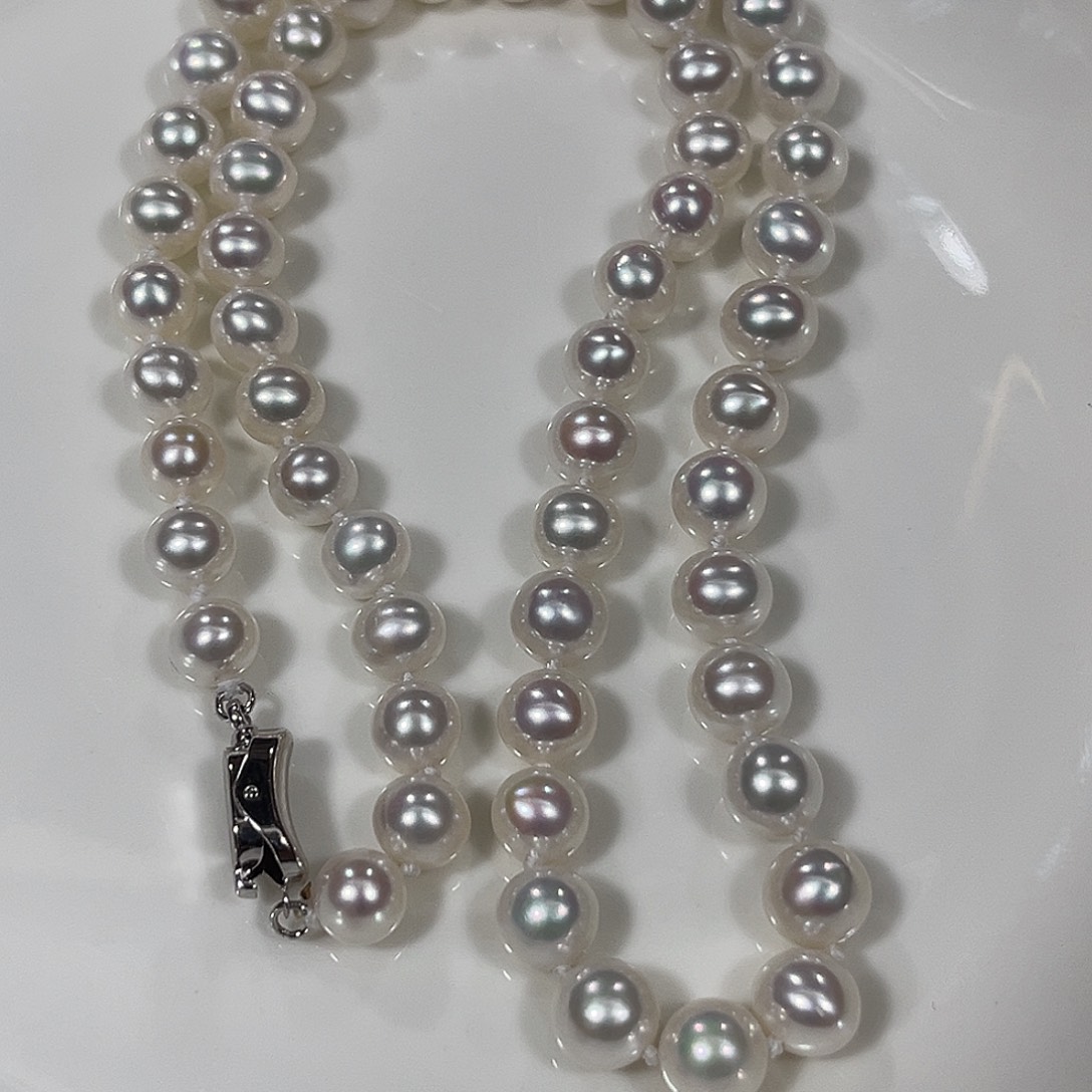 淡水珍珠银S925镶嵌颈饰