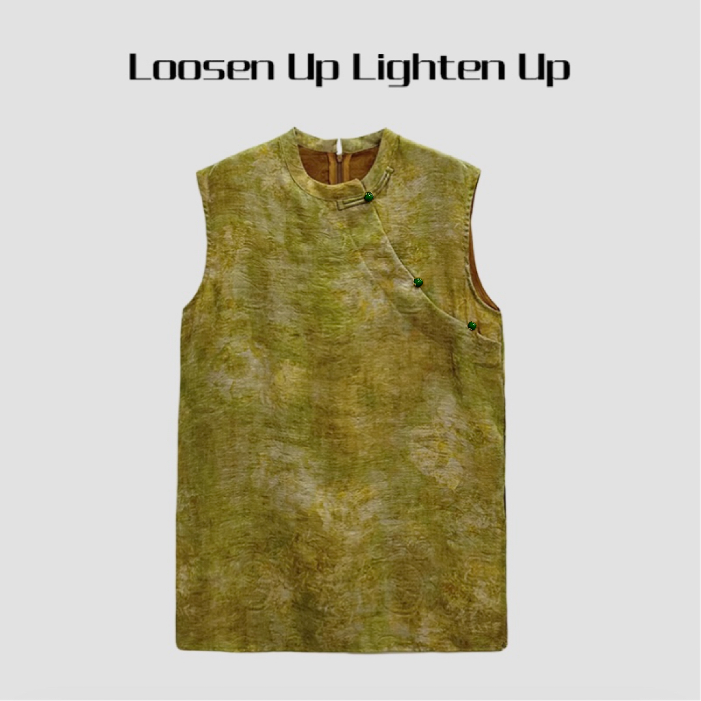 Loosen Up【雾影青山】天丝香云纱非遗扎染国风清冷感百搭背心上衣