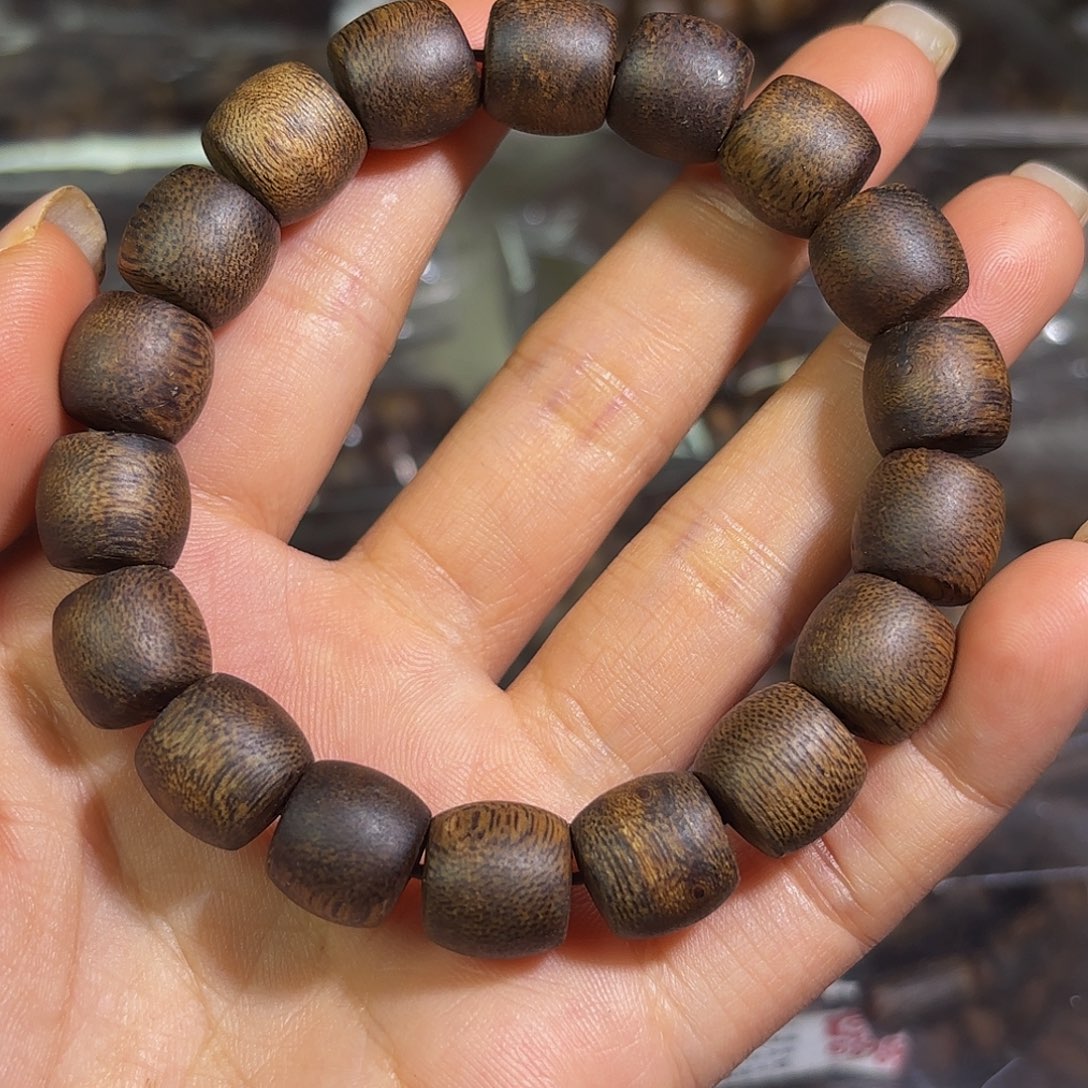 沉香手串奇楠沉香1.2鼓珠15克➕老白奇