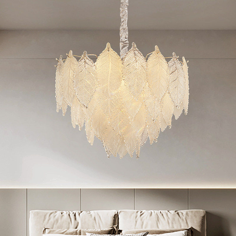 法式奶油风客厅吊灯2025新款餐厅玻璃吊灯高级感温馨浪漫卧室灯具