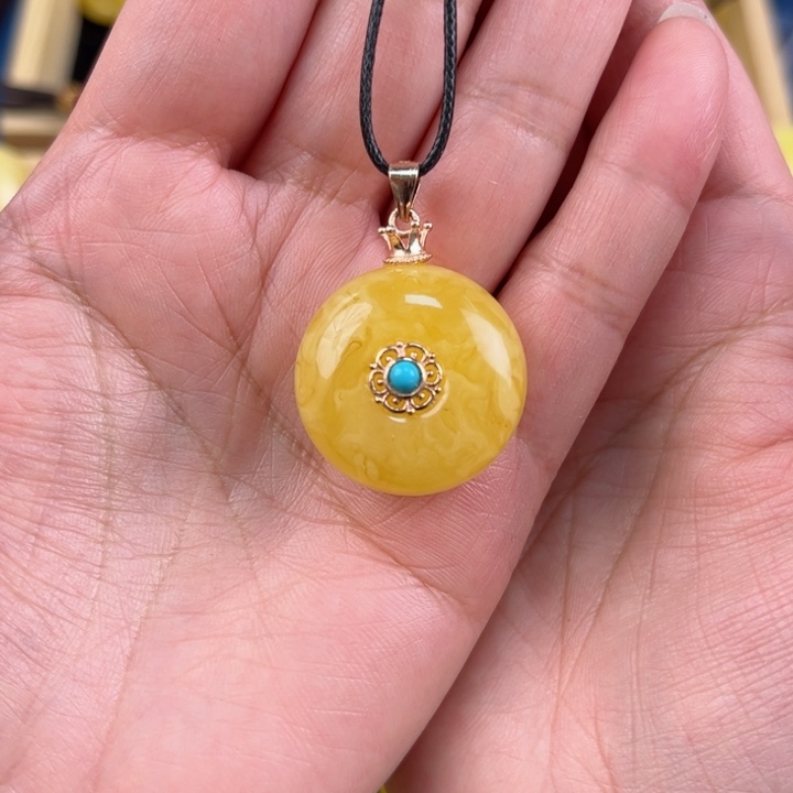 琥珀裸石银S925镶嵌琥珀