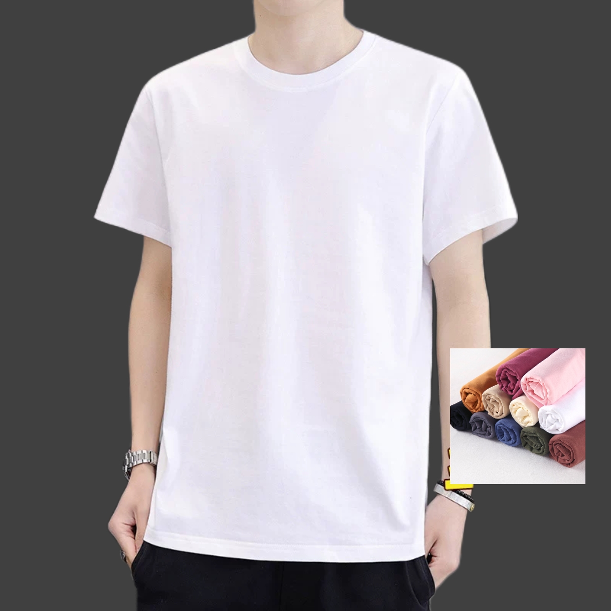 精梳棉纯色半袖男女同款百搭上衣