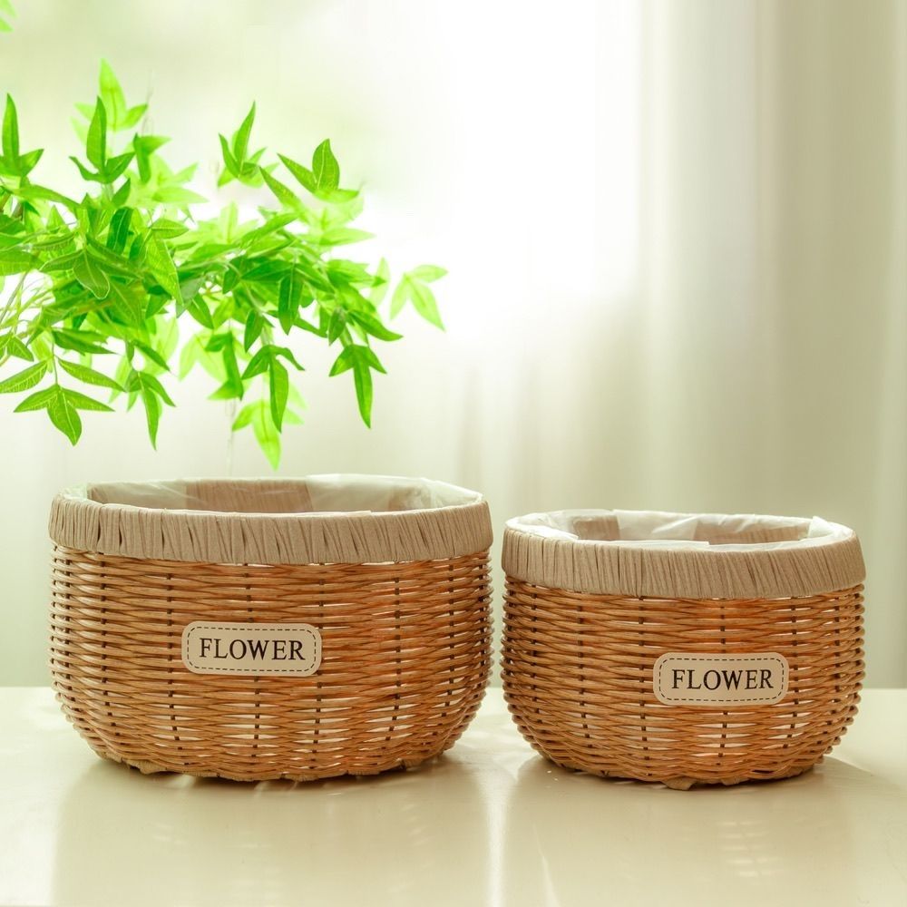 田园藤编花篮手工编织草编花盆蝴蝶兰绿萝插花装饰