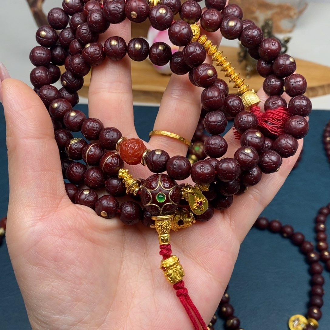 凤眼菩提手串108金钉金满配9.5
