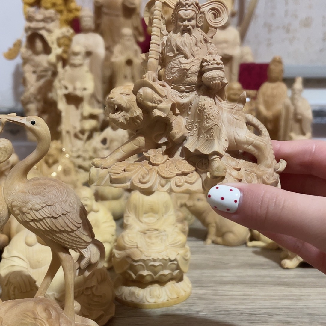 黄杨木小叶黄杨木赵公明摆件黑