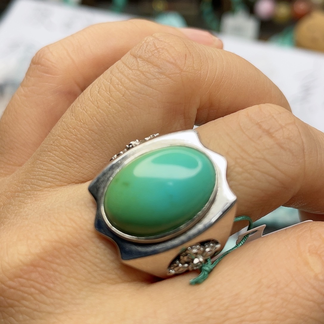 绿松石珠宝奇石银S925镶嵌