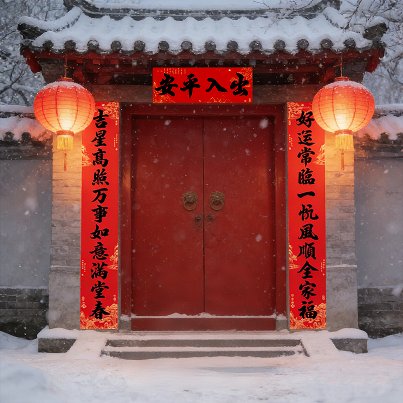 入户门联门对子防水耐晒乔迁搬家新年对联过年春联全背胶黑字大门