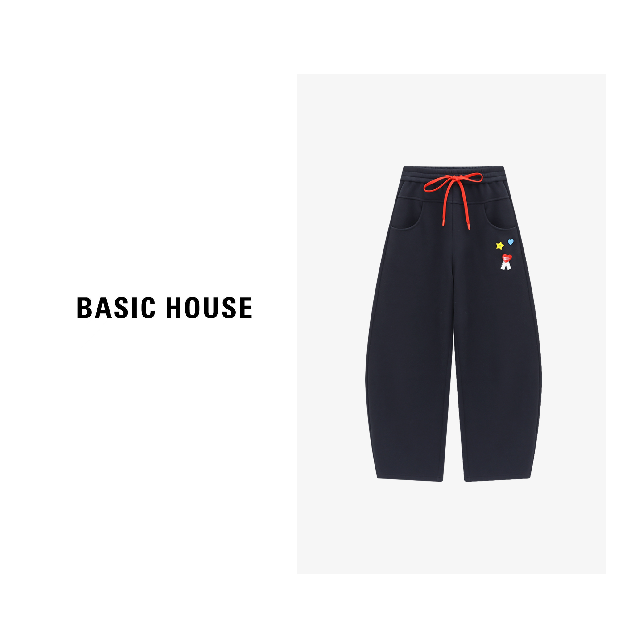 BasicHouse/百家好秋冬简约抽绳加绒加厚休闲裤冬季-B0625B5QRJ2