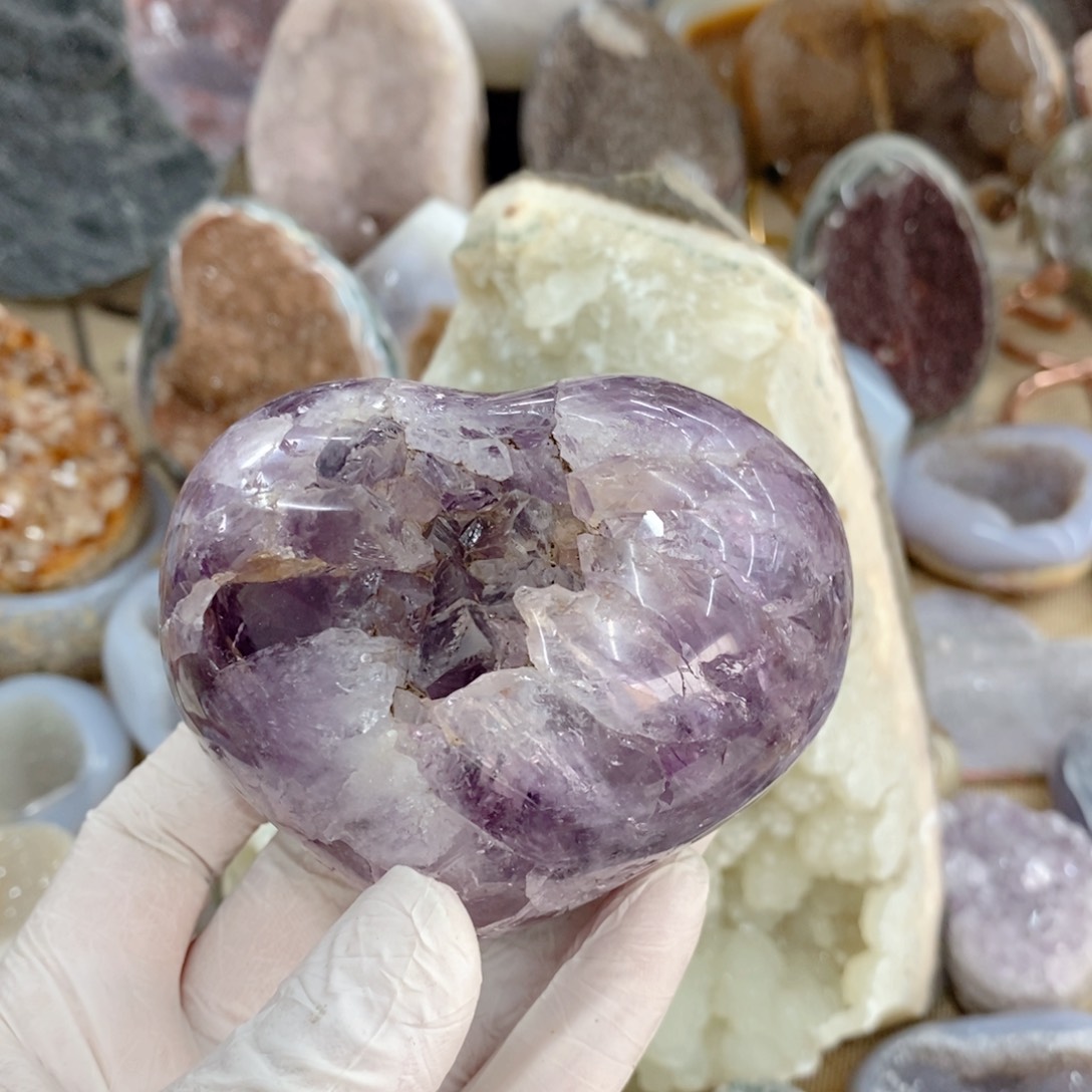 水晶天然水晶摆件9K金镶嵌