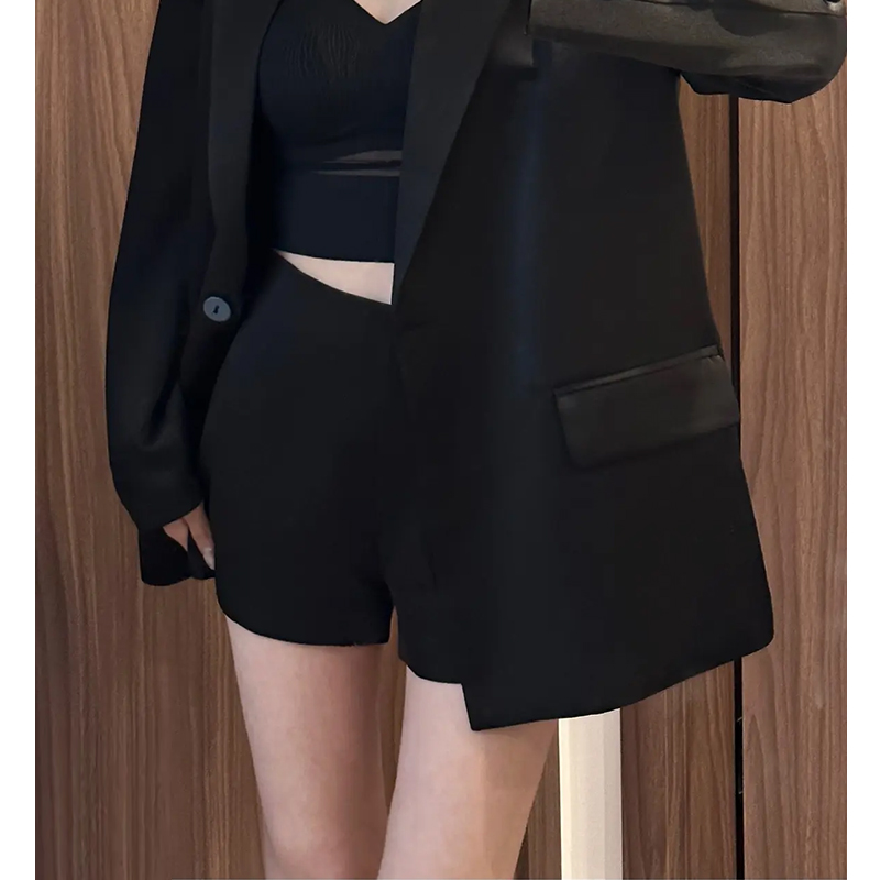 高腰西装短裤女2025春夏新款外穿网红打底黑色显瘦辣妹A字热裤