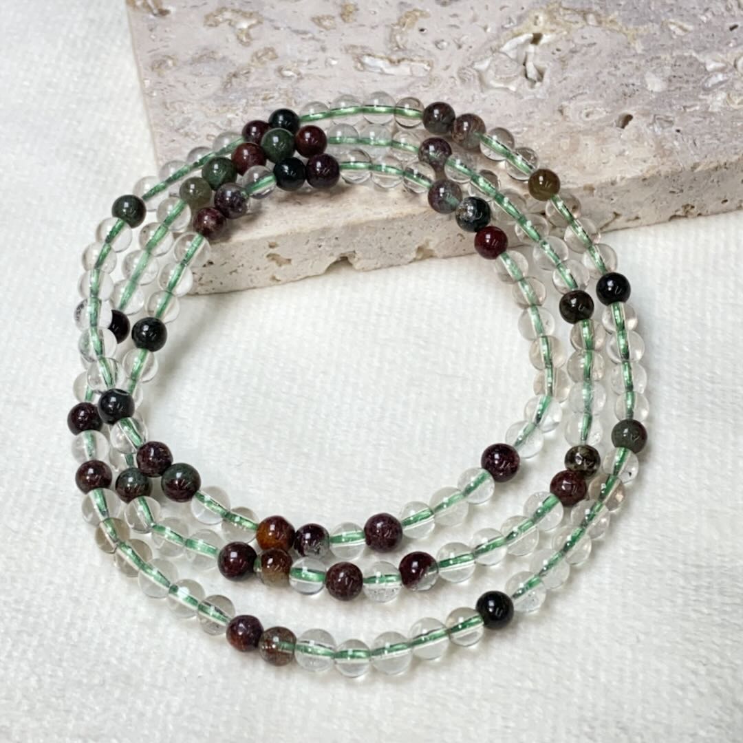 【星浩珠宝】绿幽灵多圈手串24-6T105L18【多样性发一件】4mm