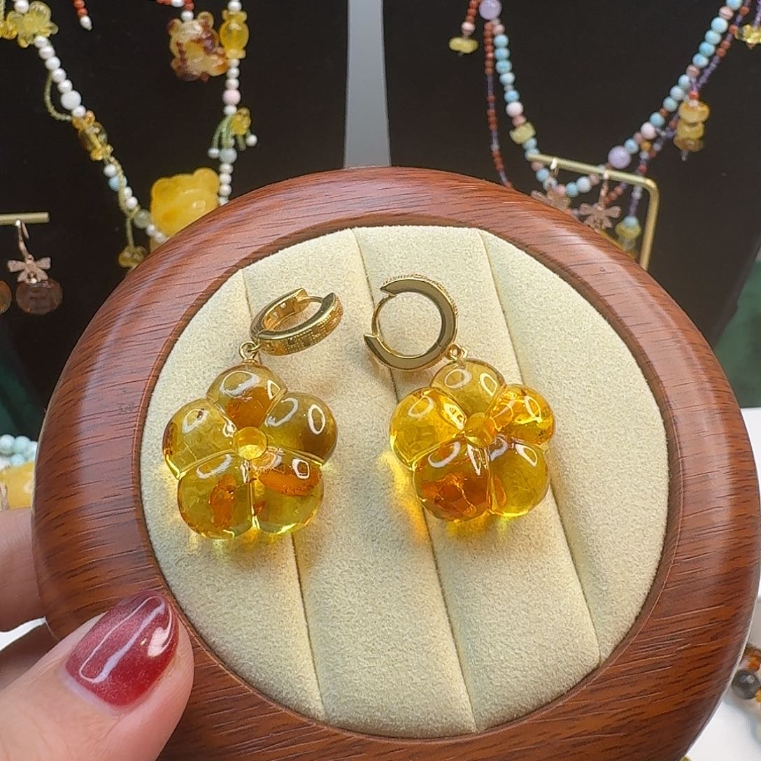 琥珀耳饰未镶嵌琥珀耳饰