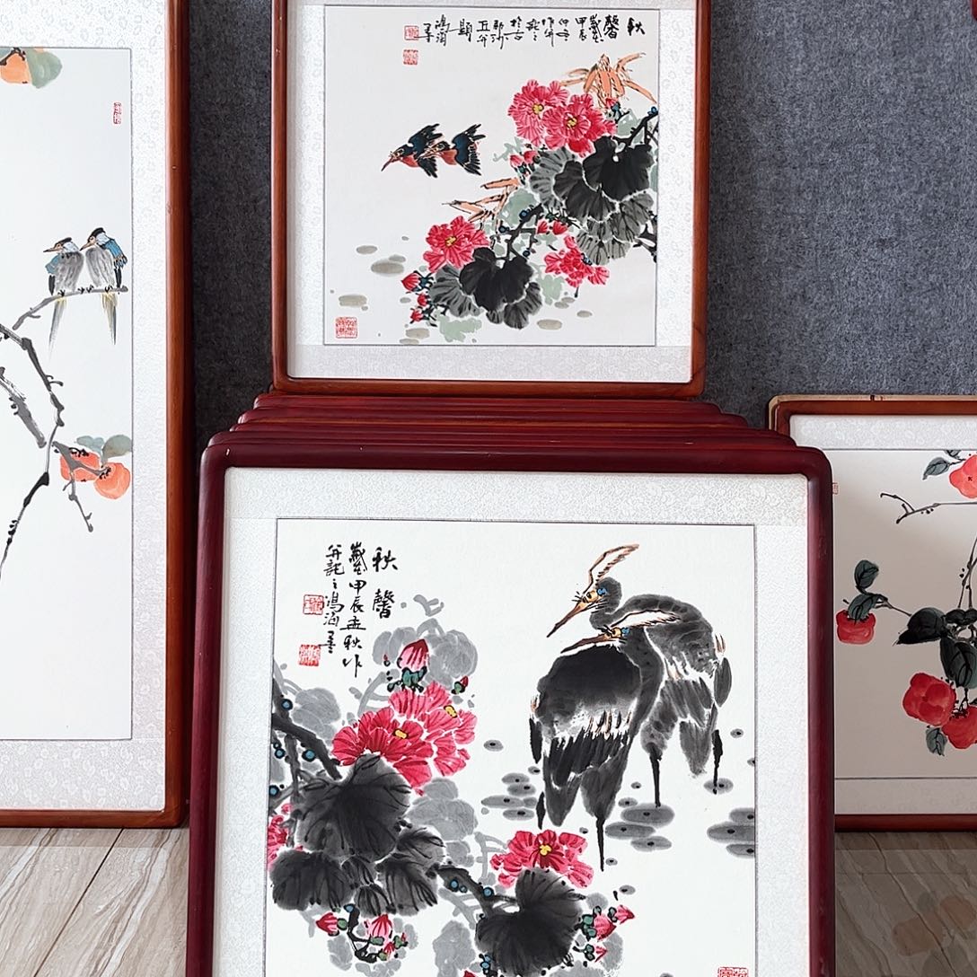 国画书画作品带框63×63